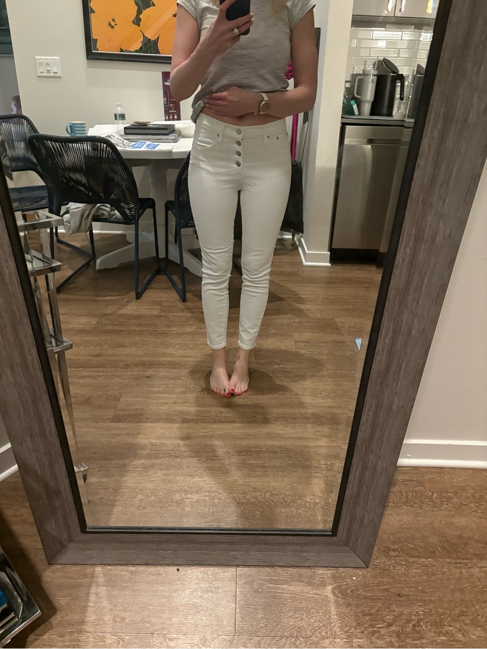 J. Crew White High-Rise Button-Fly Skinny Jeans